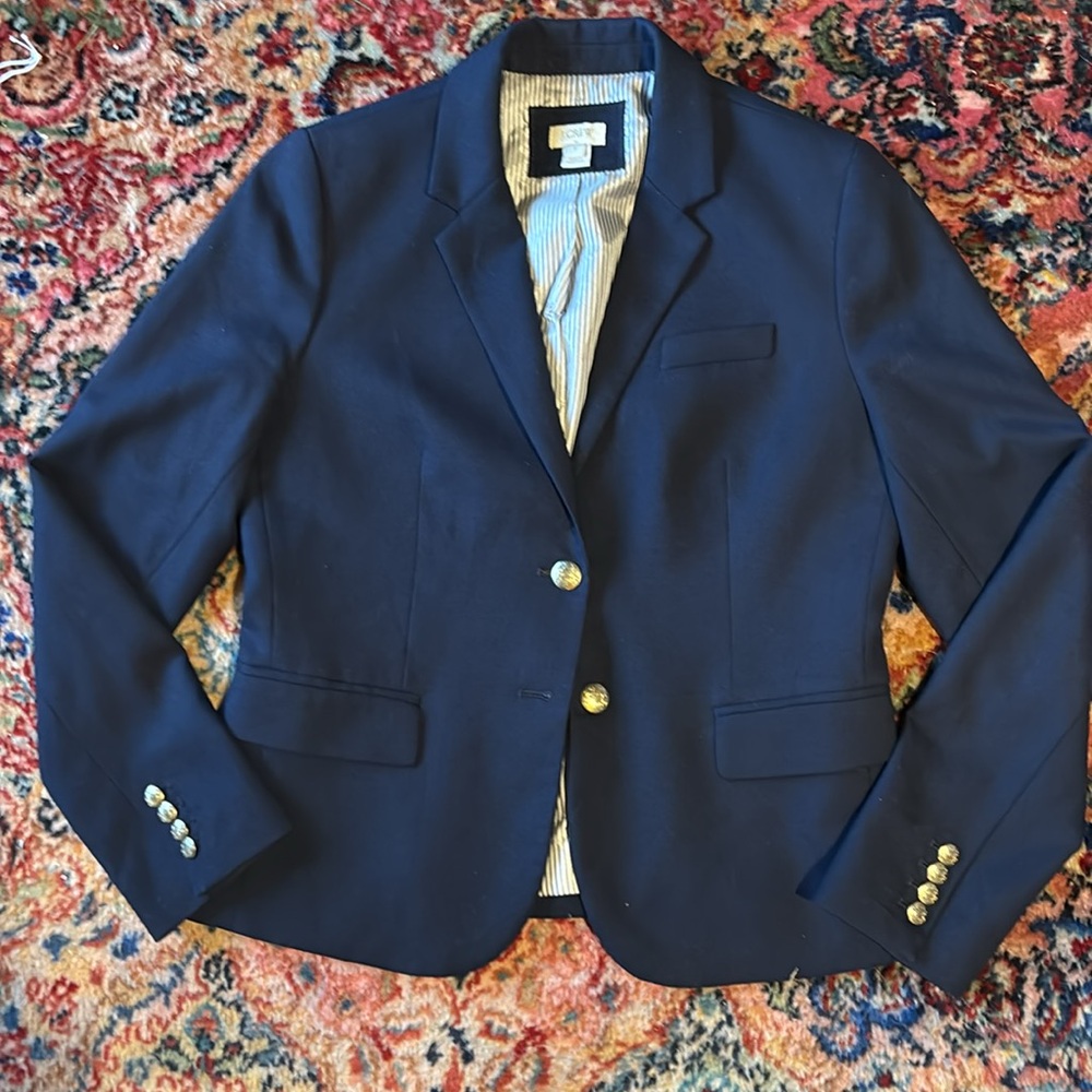 J Crew Wool Schoolboy Blazer in Navy